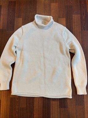 J Crew roll neck cotton knit sweater cream size small